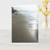 Carte empreintes de pas dans le sable (carte) (Fleur jaune)