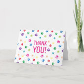 Carte Empreintes de Patte Colorées Merci (Devant)