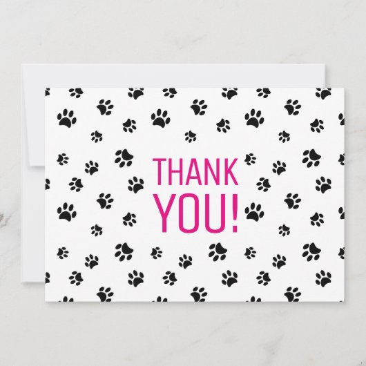 Carte Empreintes de patte noires Merci (Devant)