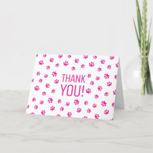Carte Empreintes de patte roses   Merci