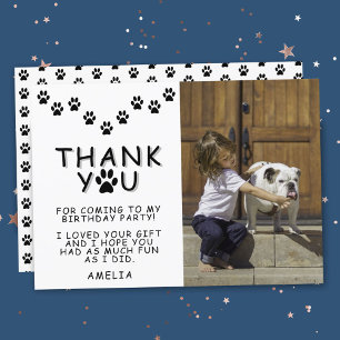 Carte Empreintes de pattes mignonnes Merci pour votre an