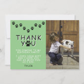 Carte Empreintes de pattes mignons Vert Merci d'annivers (Devant)