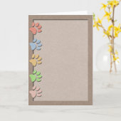 Carte Empreintes de pattes texture de papier kraft faux  (Fleur jaune)