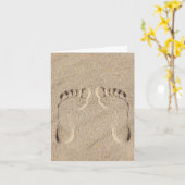 Carte Empreintes de pieds sur la plage (Fleur jaune)