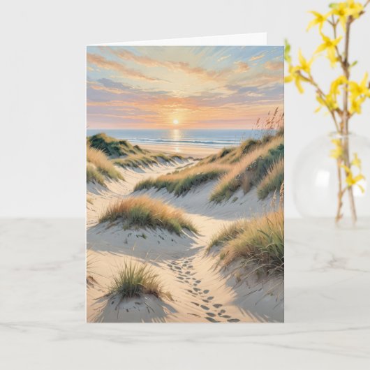 Carte Empreintes De Plage Dans La Dune De Sable (Fleur jaune)