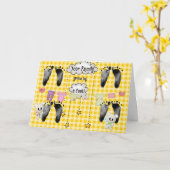 Carte Empreintes de Quad bébé sur Gingham (Fleur jaune)