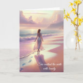 Carte Empreintes sympathiques sur une plage (Fleur jaune)