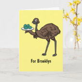 Carte Emu avec dessin animé d'oeufs (Fleur jaune)