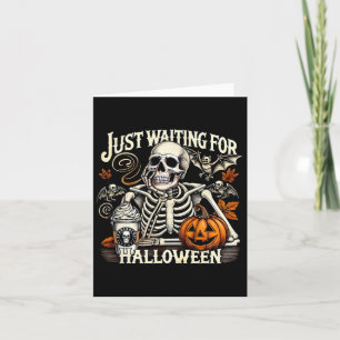 Carte En Attendant Juste Halloween Skeleton Coffee Jack
