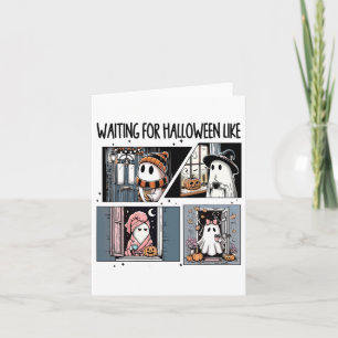 Carte En Attente D'Halloween Comme Un Joli Ghost Coffee