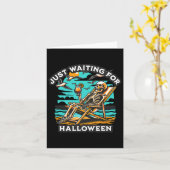 Carte En attente d'Halloween squelette Éffrayant été (Fleur jaune)