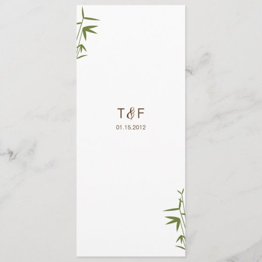 Carte en bambou japonaise de menu de mariage (Dos)