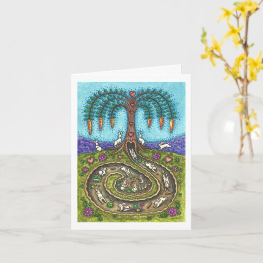 Carte EN BAS DU TROU DE RABBIT, CARROT WILLOE TREE Fun B (Fleur jaune)