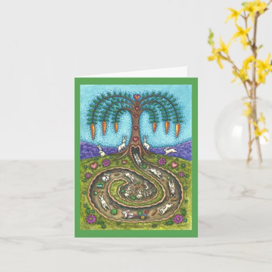 Carte EN BAS DU TROU DE RABBIT, CARROT WILLOE TREE Fun B (Fleur jaune)