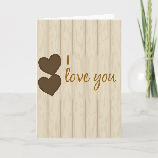 Carte en Bois avec 'Je t'aime' (Devant)