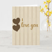 Carte en Bois avec 'Je t'aime' (Fleur jaune)
