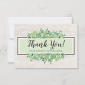 Carte en bois de eucalyptus avec remerciements bot (Devant)