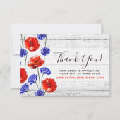 Carte en bois rustique Coquelicot rouge et bleuet  (Devant)