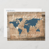 Carte en bois rustique pour mariage de destination (Devant / Derrière)