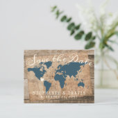Carte en bois rustique pour mariage de destination (Debout devant)