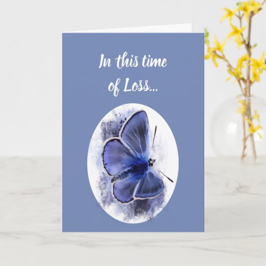 Carte En ce temps de perte, Écriture Comfort Papillon (Fleur jaune)