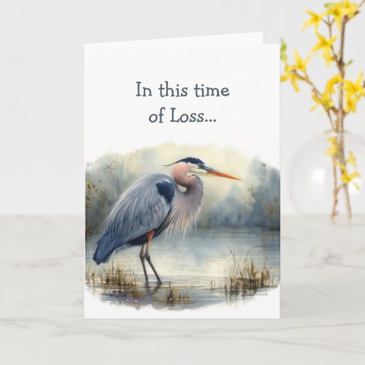 Carte En ce temps de perte, l'Écriture console Héron Bir (Fleur jaune)
