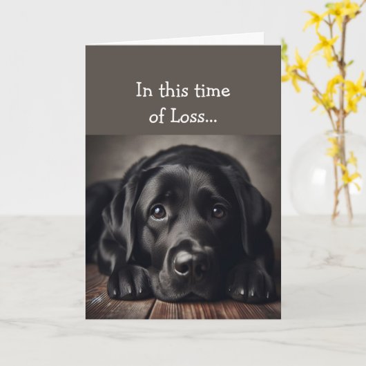 Carte En ce temps de perte, l'Écriture console le chien  (Fleur jaune)