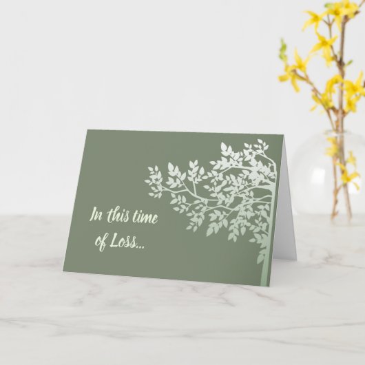 Carte En cette période de perte, écriture Confort Arbre  (Fleur jaune)