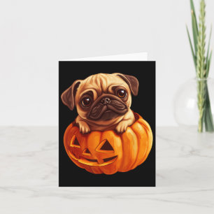 Carte En Citrouille Halloween Pugkin mignon Carlin Hallo