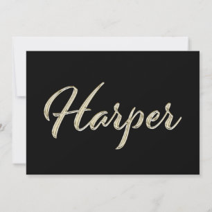 Carte en écriture manuscrite or blanc Harper