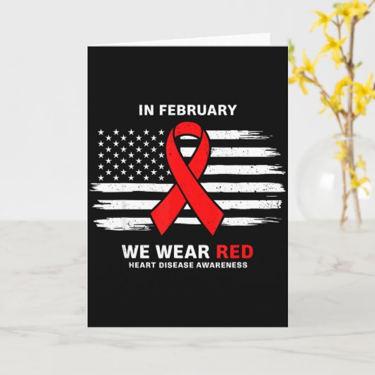 Carte En février, nous portons du rouge Mois de la sensi (Fleur jaune)