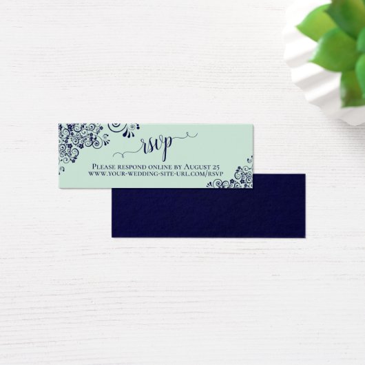 Carte en ligne Mint Green & Navy Frilly Wedding RS (Bureau)
