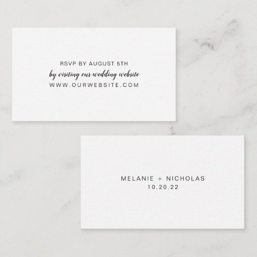 Carte en ligne RSVP mariage blanc (Devant / Derrière)
