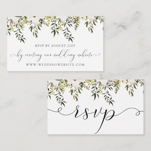 Carte en ligne RSVP pour mariage vert et blanc (Devant / Derrière)