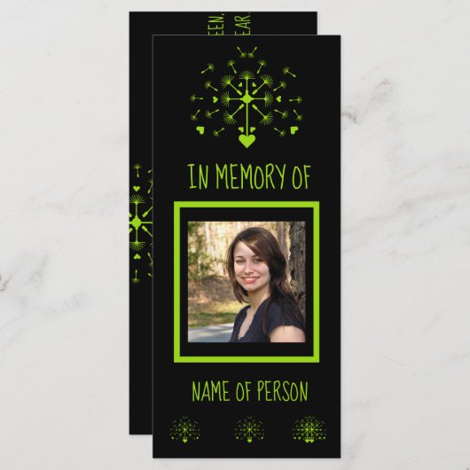 Carte En Mémoire Amoureuse Dandelion Dans Le Vent (Devant / Derrière)