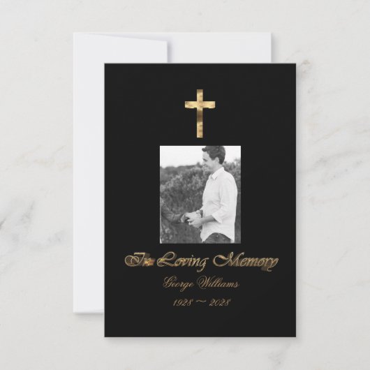 Carte En mémoire d'amour Croix d'or Anniversaire de la m (Devant)