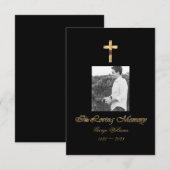 Carte En mémoire d'amour Croix d'or Anniversaire de la m (Devant / Derrière)