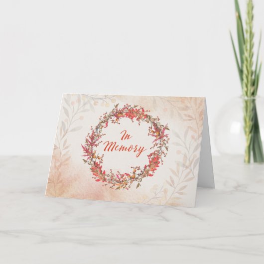 Carte En mémoire de Thanksgiving avec couronne d'automne (Devant)
