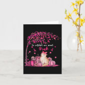 Carte En Octobre Nous Portons Citrouille Rose Chat Cance (Fleur jaune)