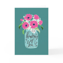 En pensant à toi Niece avec un pot Mason de fleurs