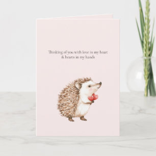Carte En pensant à vous Hedgehog Hearts in Hands