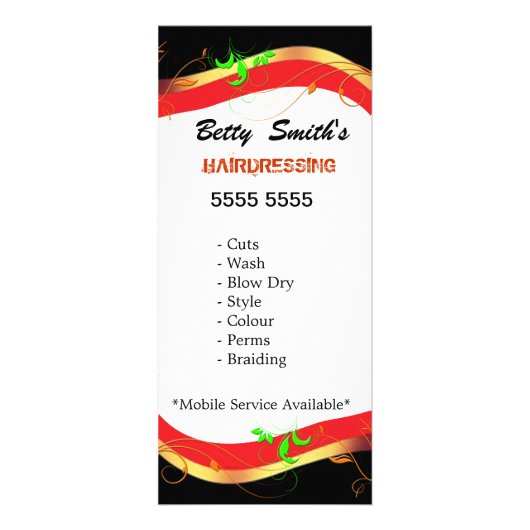 Carte en rack pour coiffure (Devant)