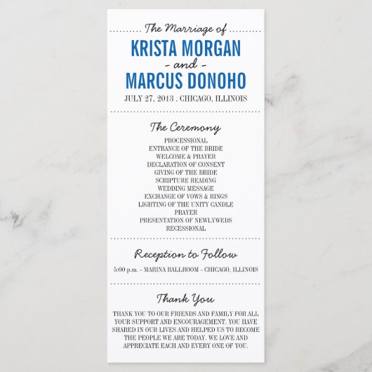 Carte en rack simple Silhouettes Wedding Program-2 (Devant)