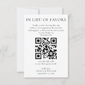 Carte En remplacement de faveurs avec le code QR pour l' (Devant)