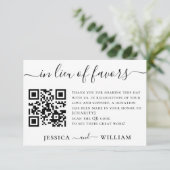 Carte En remplacement de faveurs avec le code QR pour l' (Debout devant)
