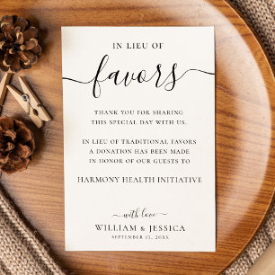 Carte En remplacement des faveurs Élégant mariage don