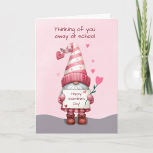 Carte En route à College Pink Valentine's Day Gnome