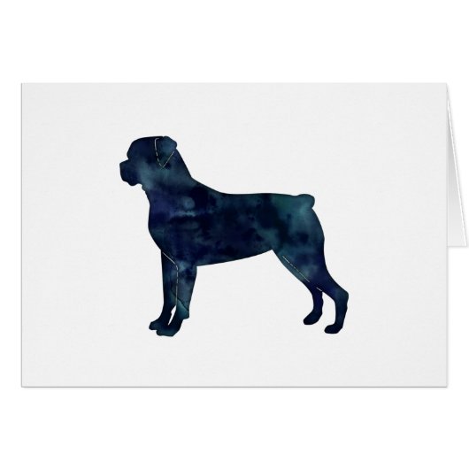 Carte en silhouette couleur noire Rottweiler (Devant horizontal)