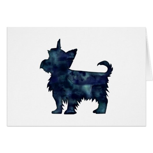 Carte en silhouette Yorkie Terrier noir (Devant horizontal)
