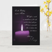 Carte En souvenir de la bougie violette de l'anniversair (Fleur jaune)